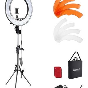 Neewer 18" LED Ring Light with Tripod Stand and Smartphone Holder - Black